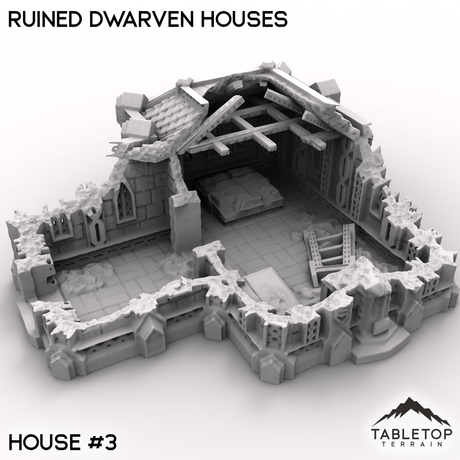 Tabletop Terrain Building House 3 / 32mm Ruined Dwarven Houses