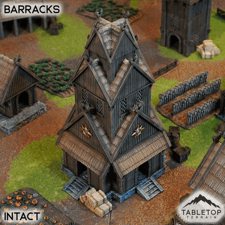 Tabletop Terrain Building Intact / 32mm Barracks - Kingdom of Saxonia