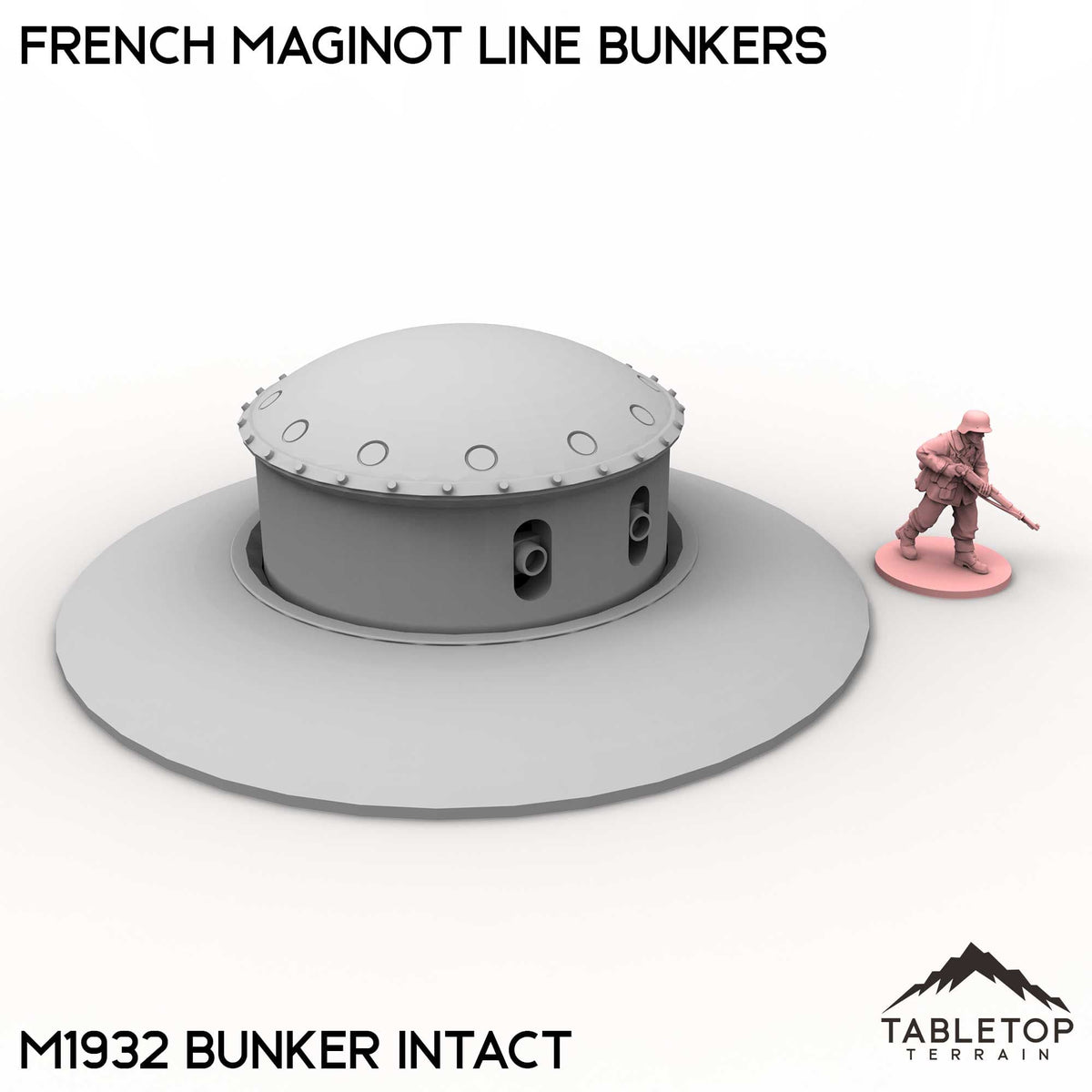 Tabletop Terrain Building M1932 Bunker Intact / 32mm French Maginot Line Bunkers