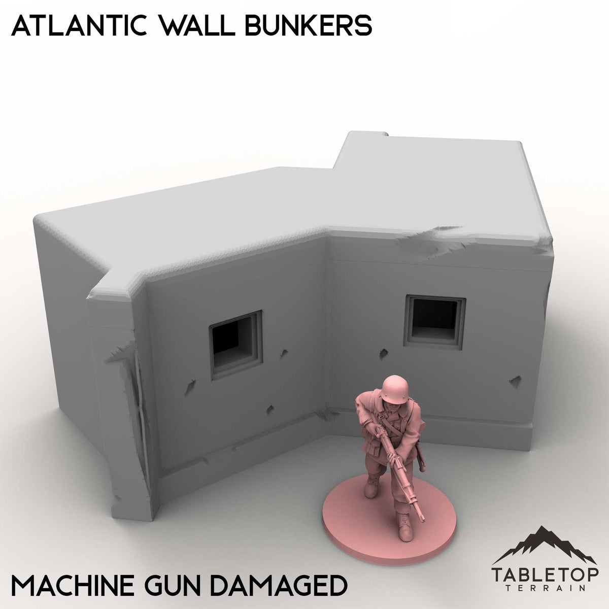 Tabletop Terrain Building Machine Gun Damaged / 32mm Atlantic Wall Bunkers
