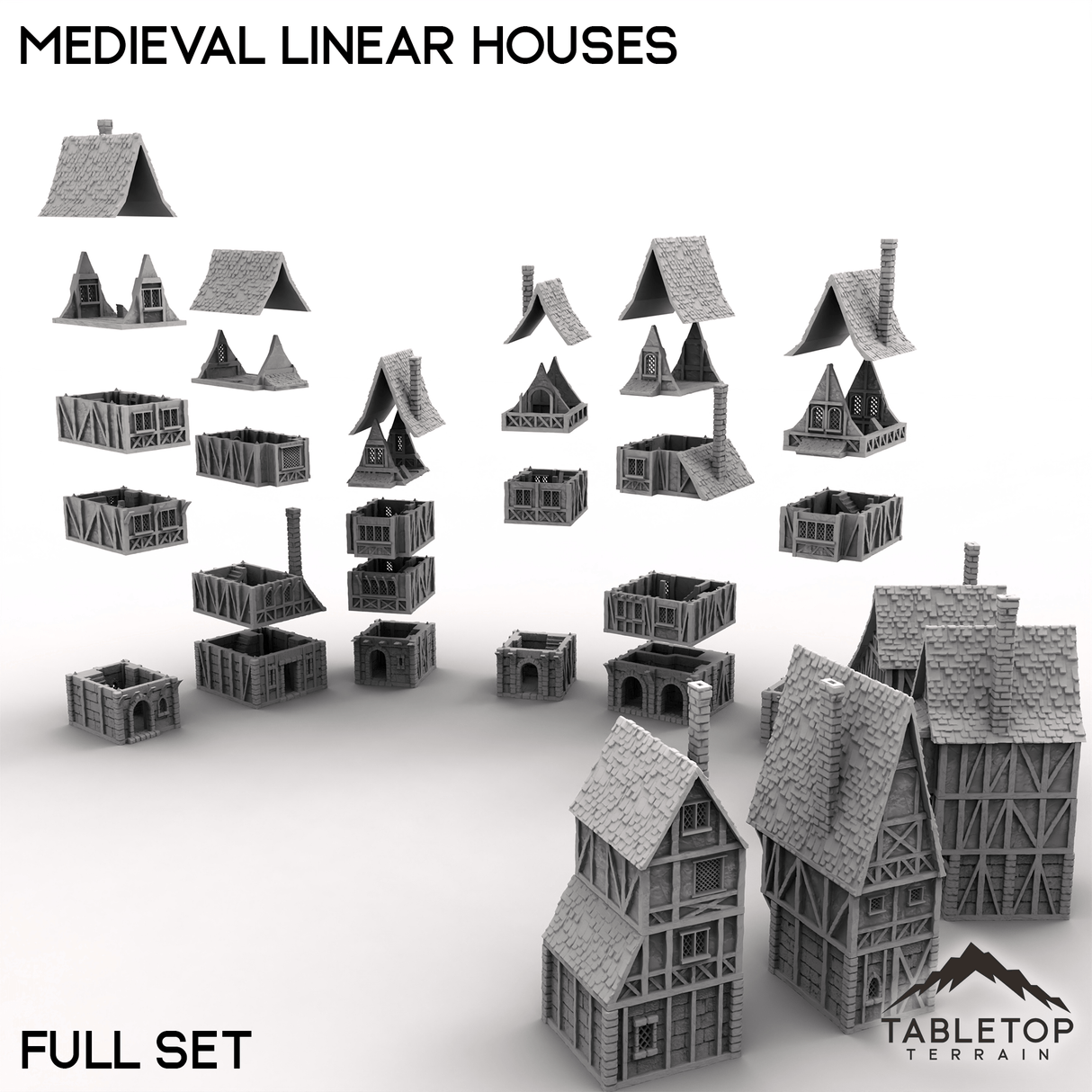 Tabletop Terrain Building Medieval Linear Houses