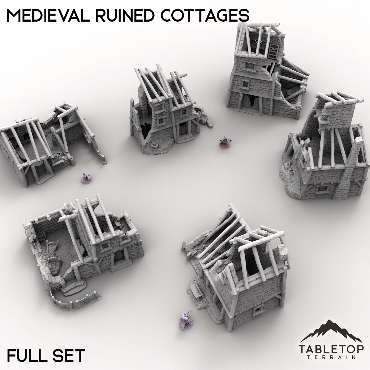 Tabletop Terrain Building Medieval Ruined Cottages