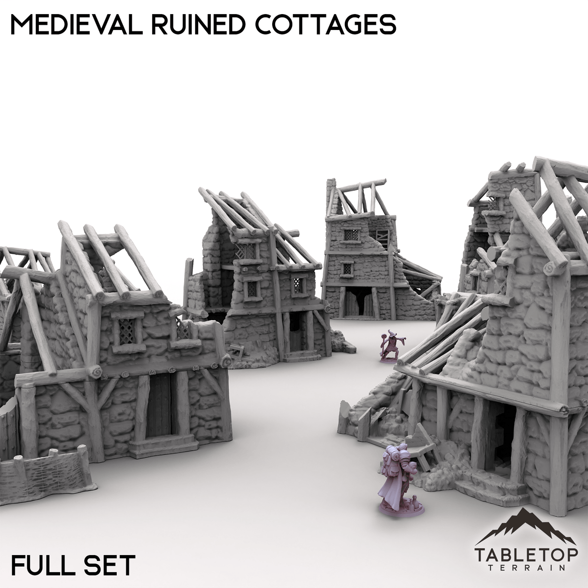 Tabletop Terrain Building Medieval Ruined Cottages
