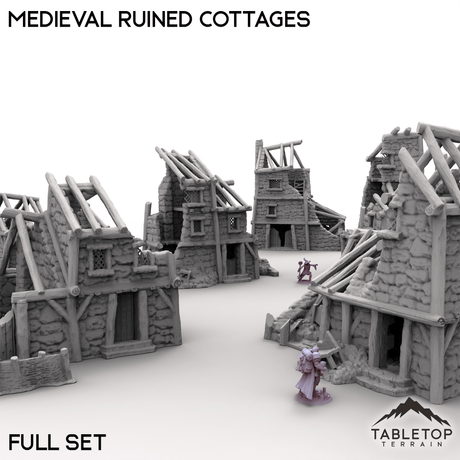 Tabletop Terrain Building Medieval Ruined Cottages