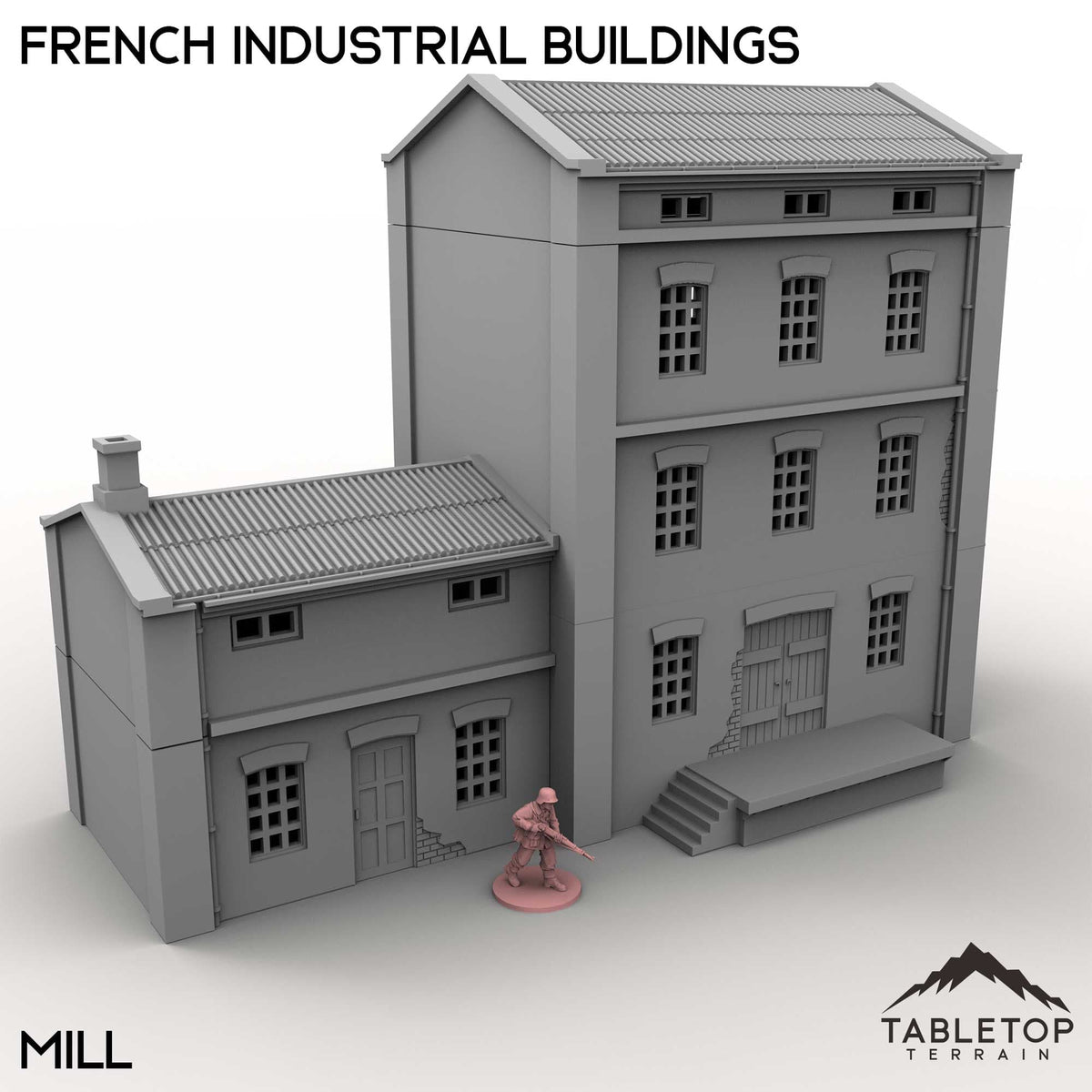 Tabletop Terrain Building Mill / 32mm French Industrial Buildings