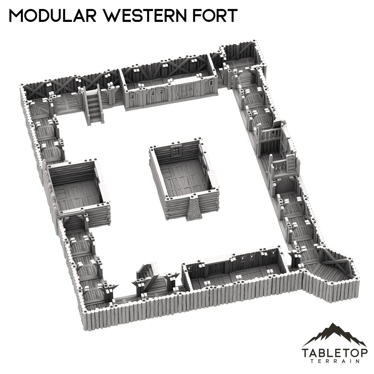 Tabletop Terrain Building Modular Western Fort - Old Wild Western Rush