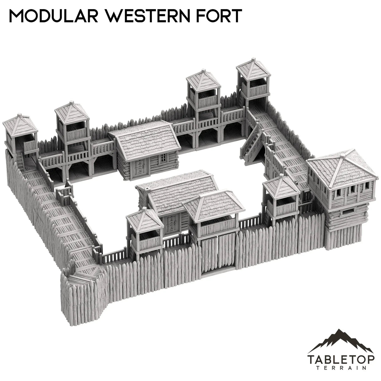 Tabletop Terrain Building Modular Western Fort - Old Wild Western Rush
