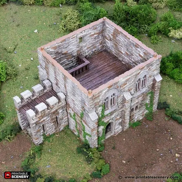 Tabletop Terrain Building Norman Square Keep - Country & King - Fantasy Historical Building