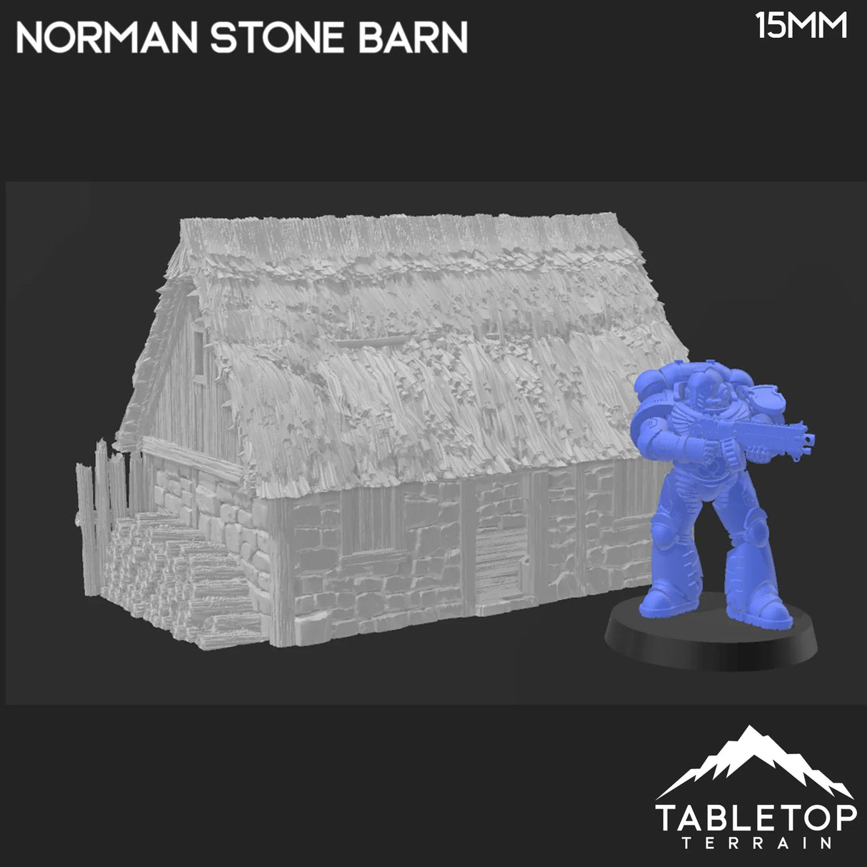 Tabletop Terrain Building Norman Stone Barn - Country & King - Fantasy Historical Building