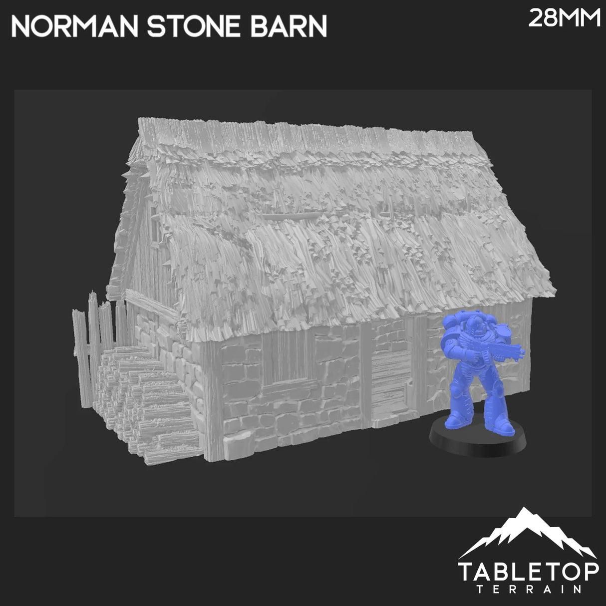 Tabletop Terrain Building Norman Stone Barn - Country & King - Fantasy Historical Building