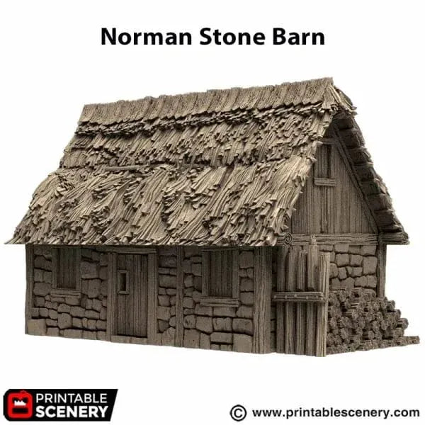 Tabletop Terrain Building Norman Stone Barn - Country & King - Fantasy Historical Building