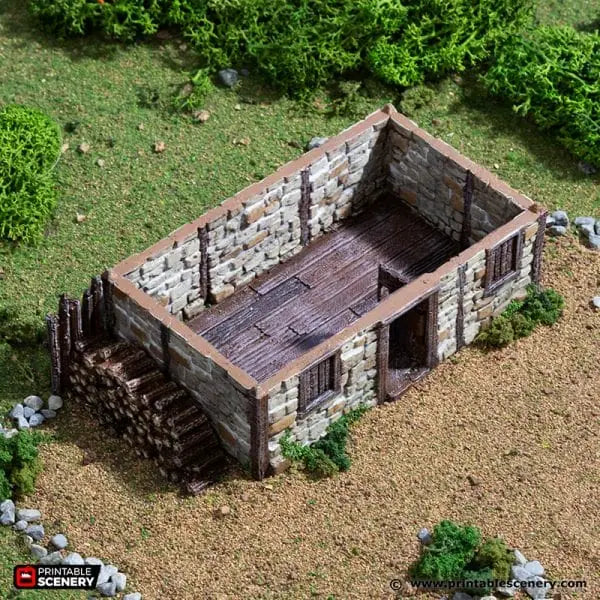 Tabletop Terrain Building Norman Stone Barn - Country & King - Fantasy Historical Building