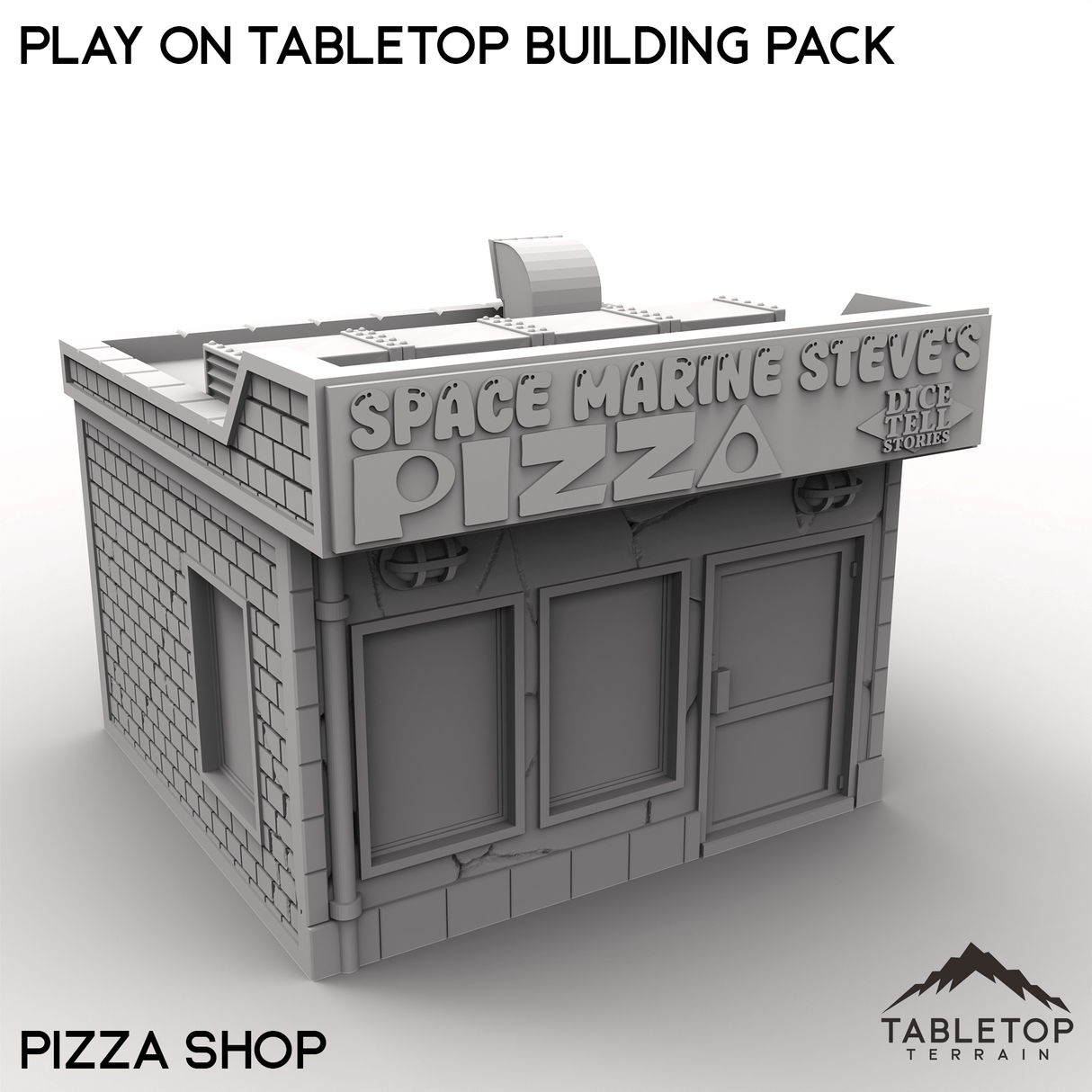 Tabletop Terrain Building Pizza Shop / 40mm Play On Tabletop Building Pack