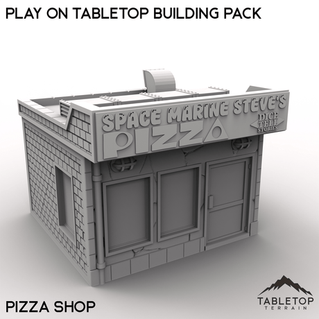 Tabletop Terrain Building Pizza Shop / 40mm Play On Tabletop Building Pack