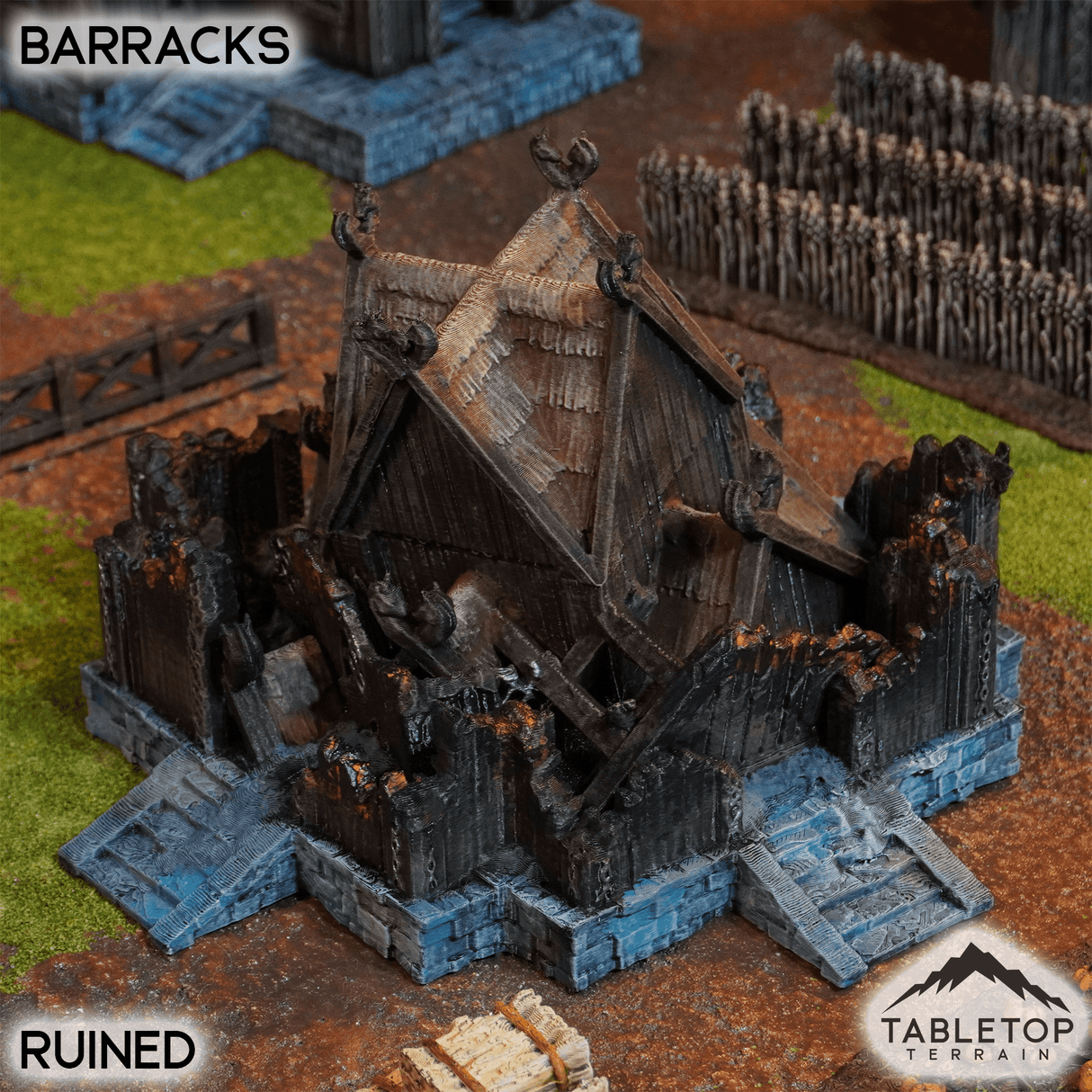 Tabletop Terrain Building Ruined / 32mm Barracks - Kingdom of Saxonia