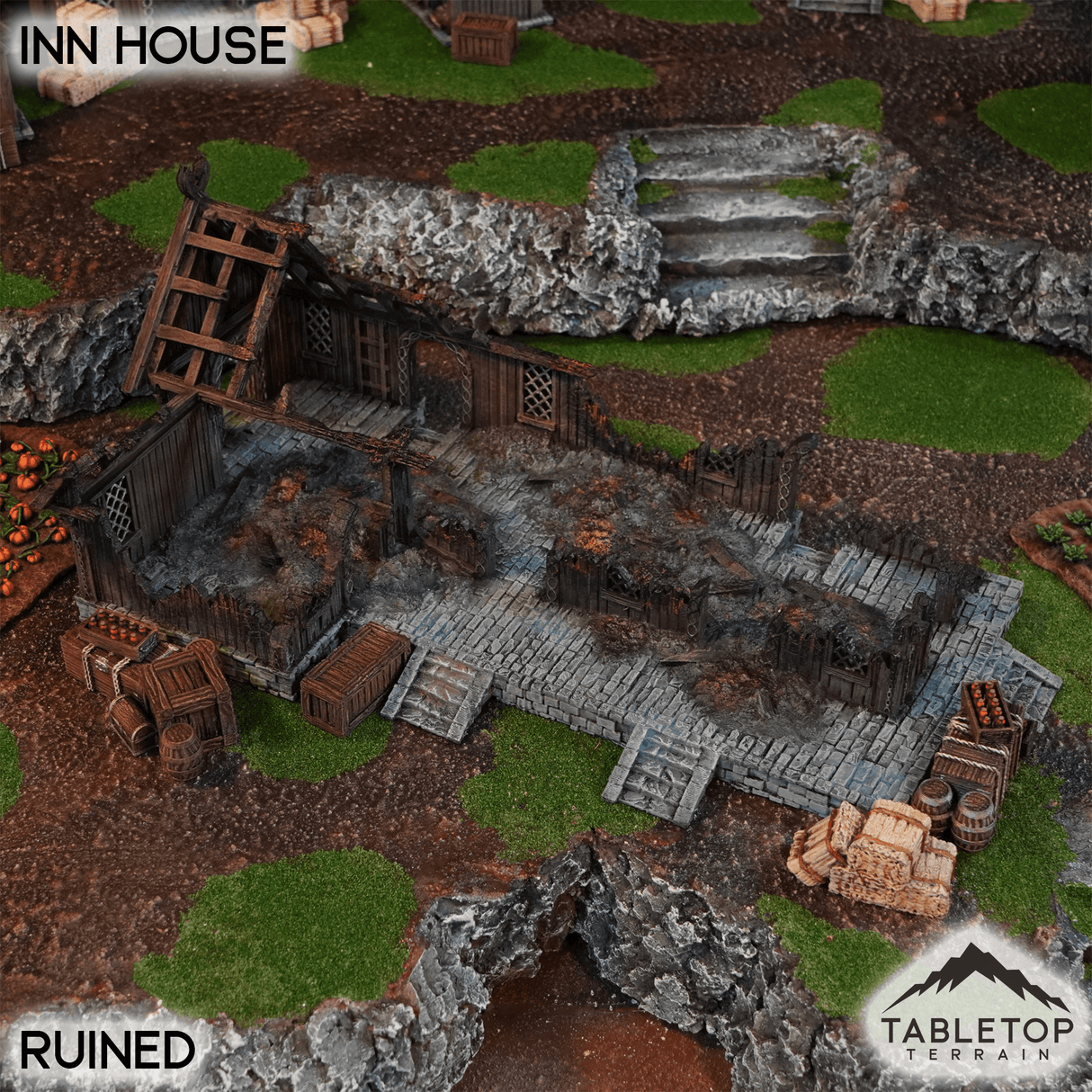 Tabletop Terrain Building Ruined / 32mm Inn House - Kingdom of Saxonia