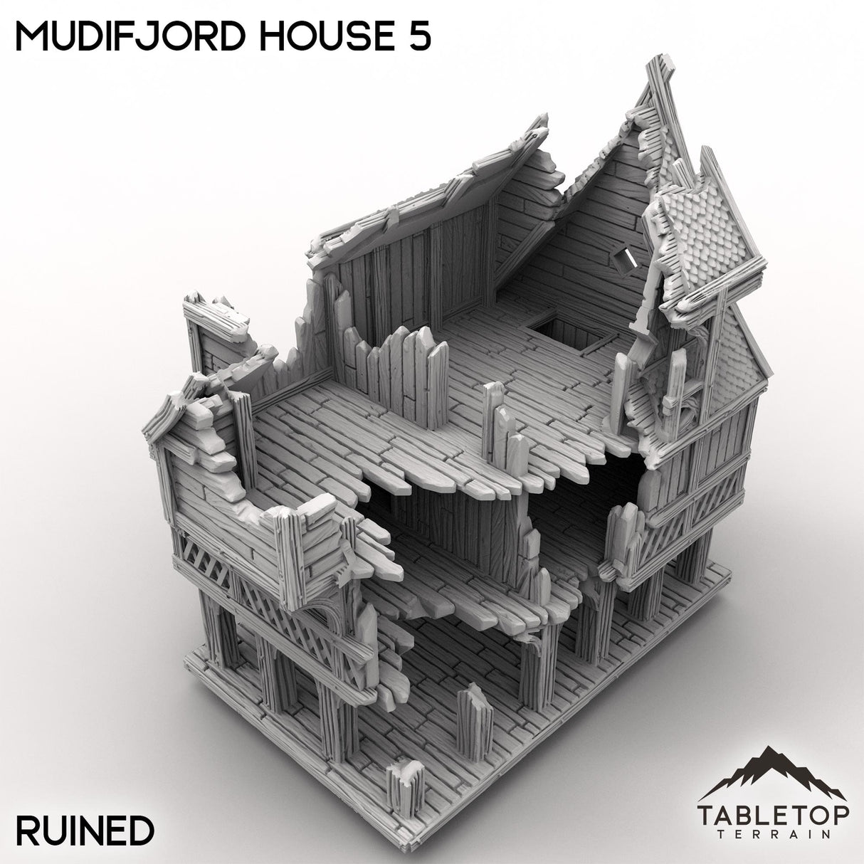 Tabletop Terrain Building Ruined / 32mm Mudifjord House 5