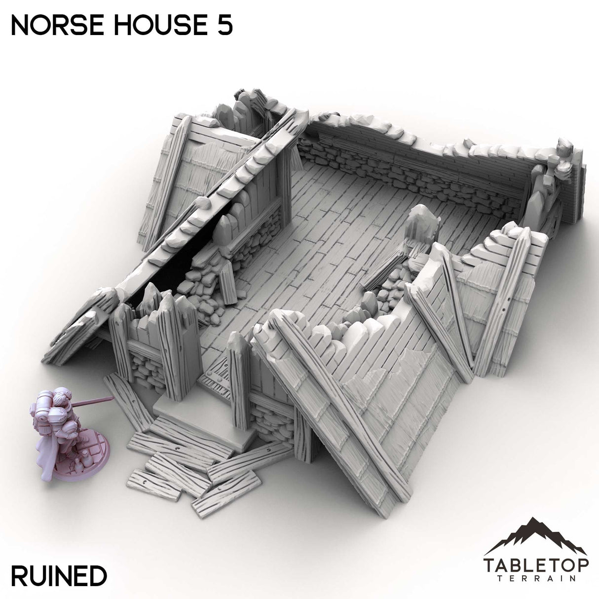 Tabletop Terrain Building Ruined / 32mm Norse House 5