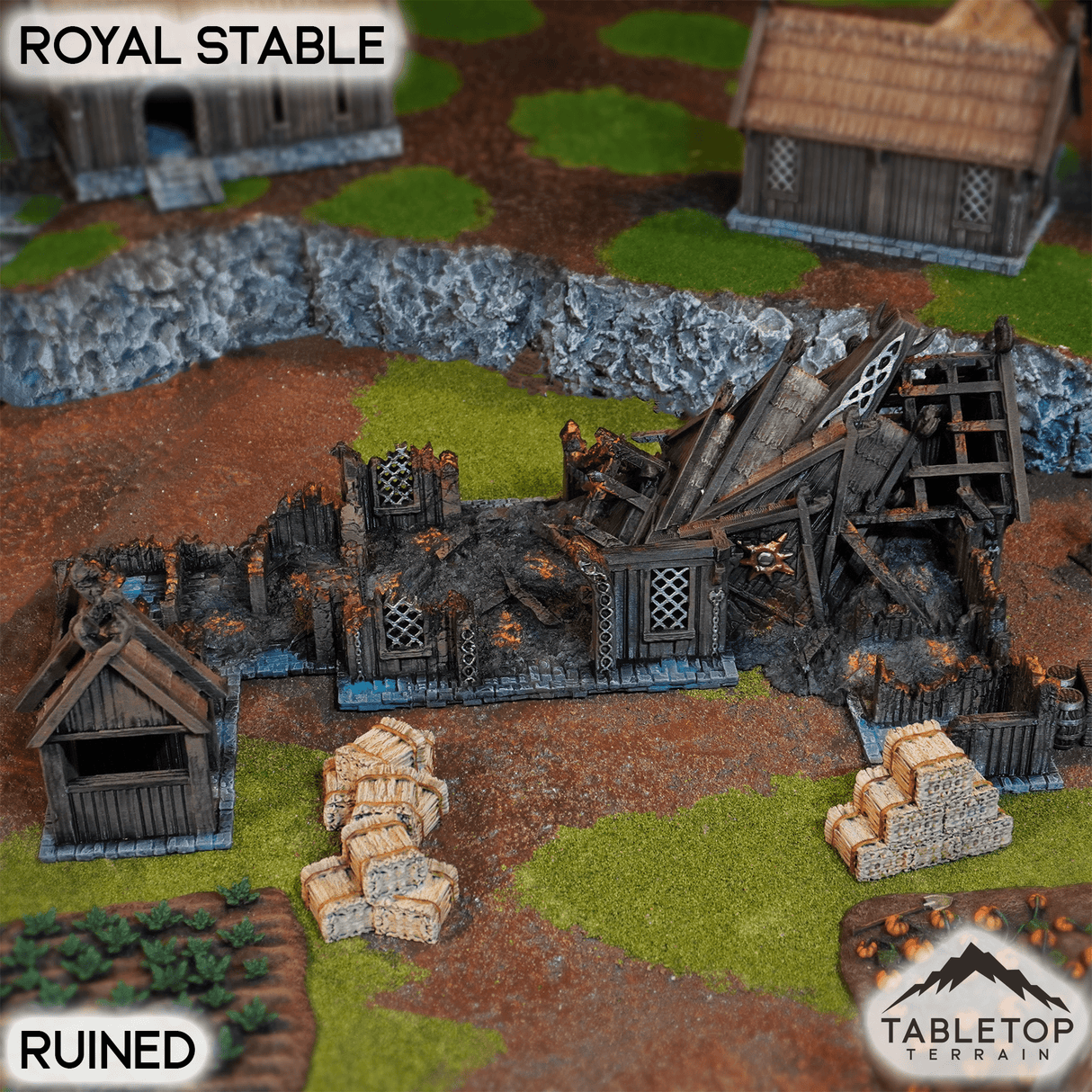 Tabletop Terrain Building Ruined / 32mm Royal Stable - Kingdom of Saxonia