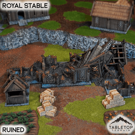 Tabletop Terrain Building Ruined / 32mm Royal Stable - Kingdom of Saxonia