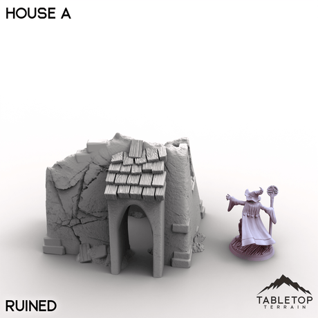Tabletop Terrain Building Ruined / 32mm Vexed Village - House A