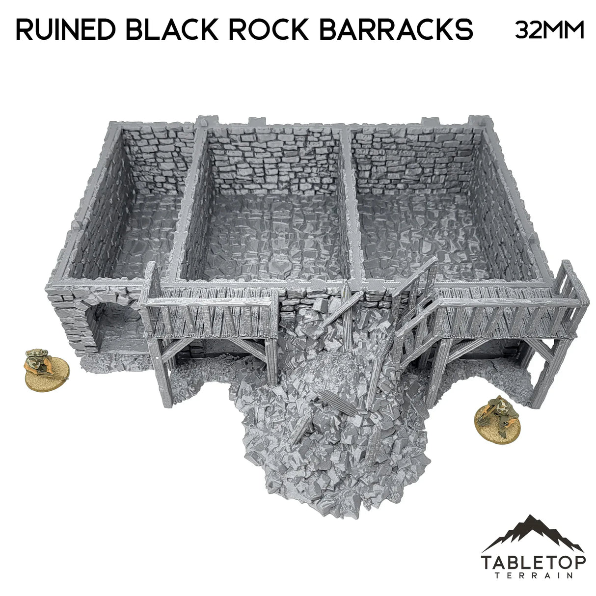 Tabletop Terrain Building Ruined Black Rock Barracks - Country & King - Fantasy Historical Ruins