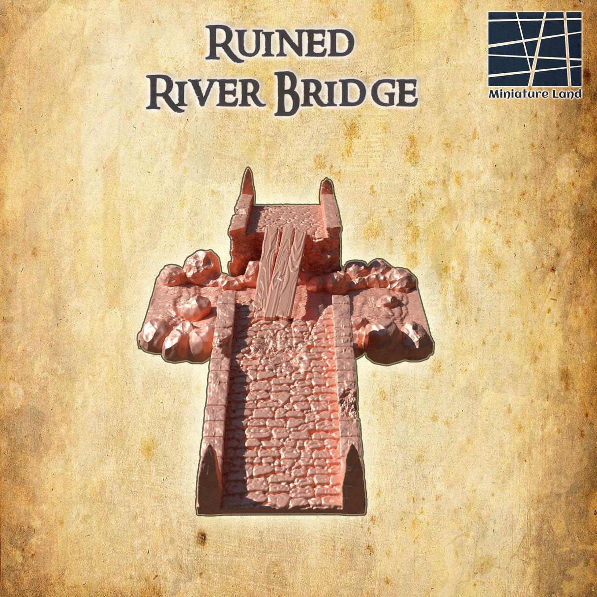 Tabletop Terrain Building Ruined River Bridge