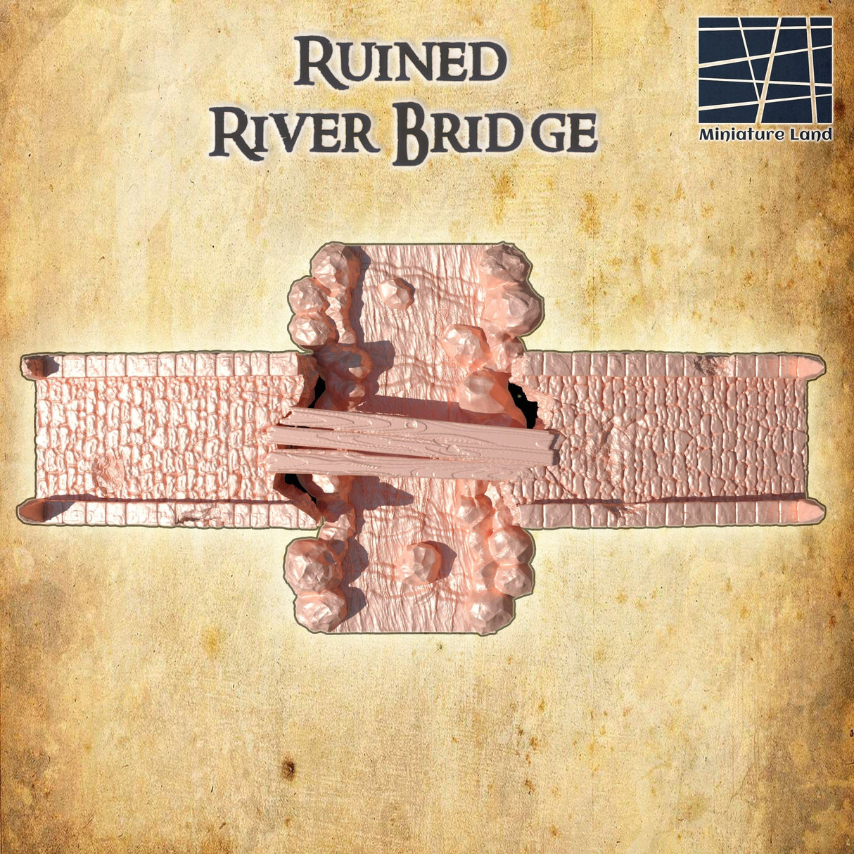 Tabletop Terrain Building Ruined River Bridge