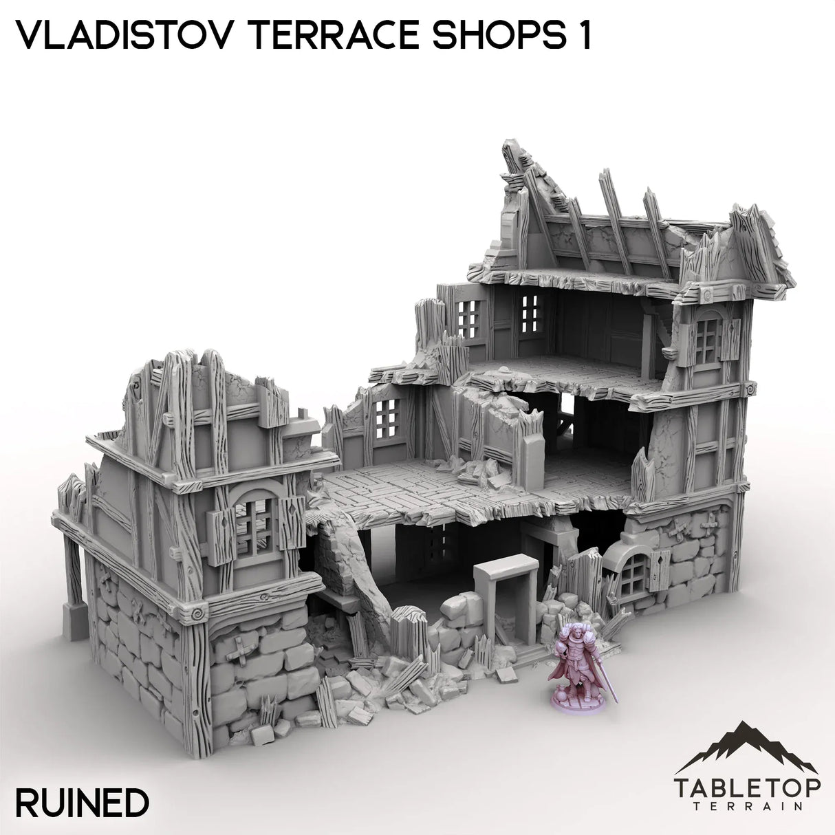 Tabletop Terrain Building Ruined Terrace Shops 1 / 32mm Vladistov Terrace Shops 1