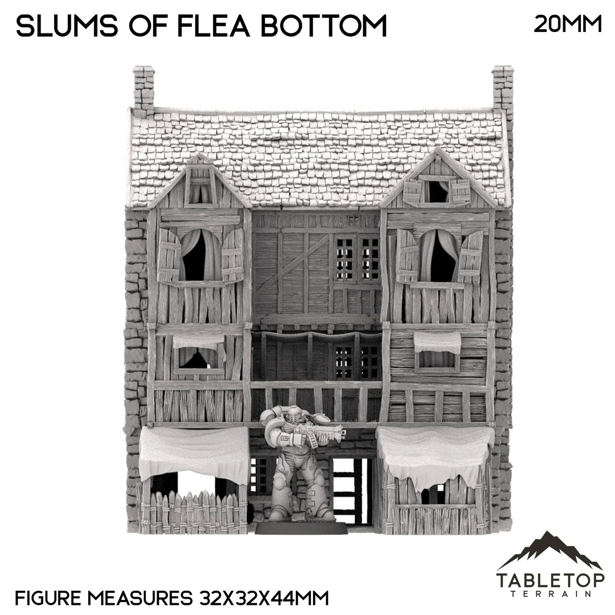 Tabletop Terrain Building Slums of Flea Bottom - Country & King - Fantasy Historical Building