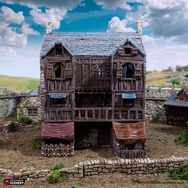 Tabletop Terrain Building Slums of Flea Bottom - Country & King - Fantasy Historical Building