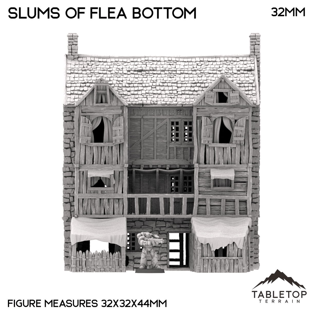 Tabletop Terrain Building Slums of Flea Bottom - Country & King - Fantasy Historical Building