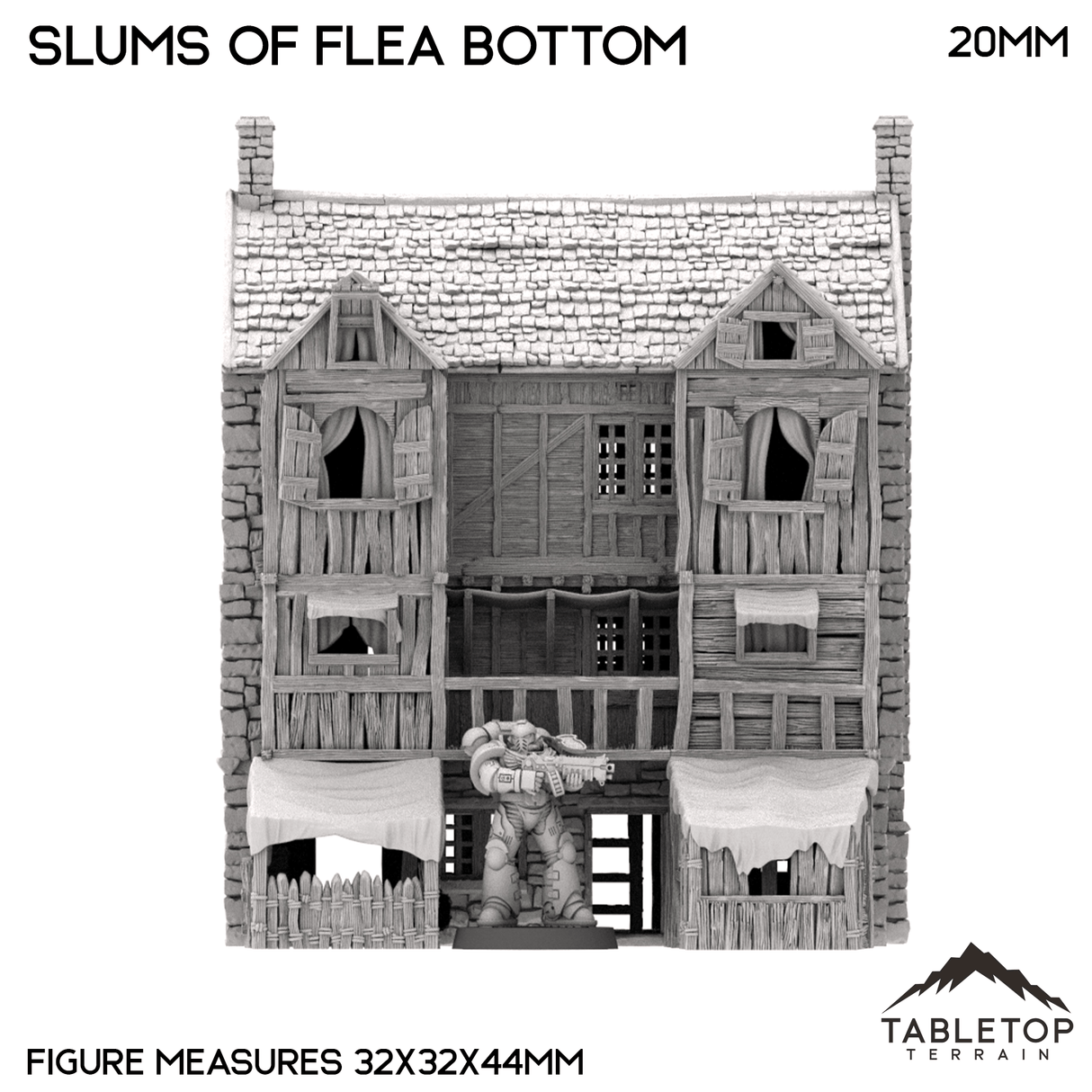 Tabletop Terrain Building Slums of Flea Bottom - Country & King - Fantasy Historical Building
