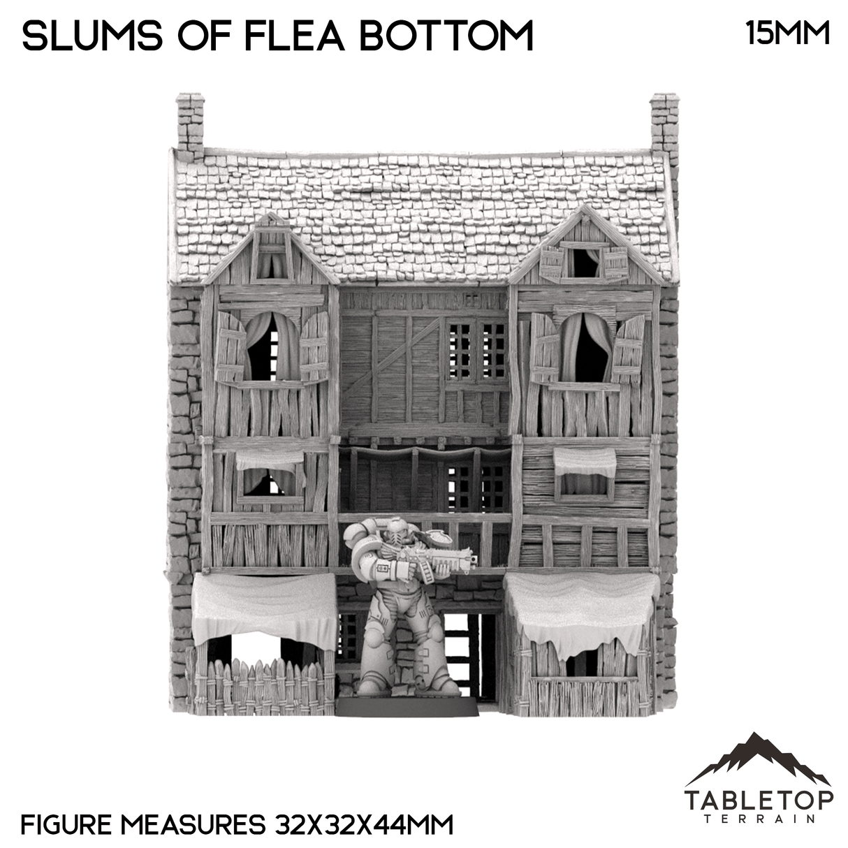 Tabletop Terrain Building Slums of Flea Bottom - Country & King - Fantasy Historical Building