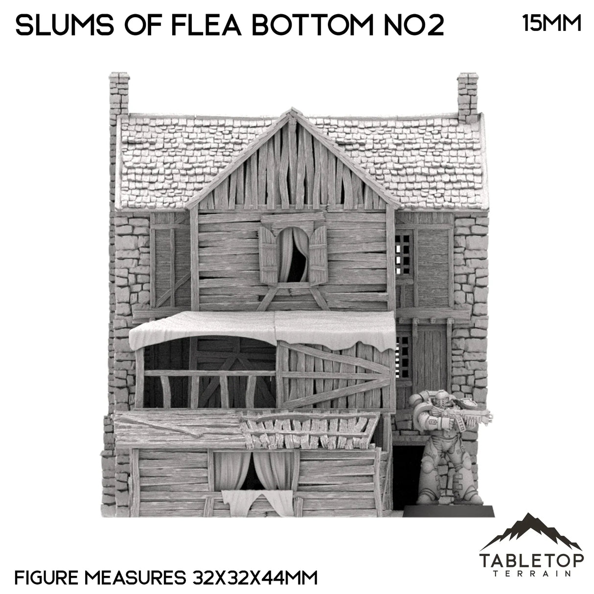 Tabletop Terrain Building Slums of Flea Bottom No.2 - Country & King - Fantasy Historical Building