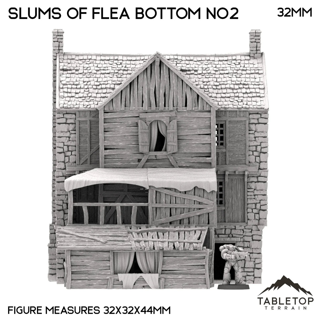 Tabletop Terrain Building Slums of Flea Bottom No.2 - Country & King - Fantasy Historical Building