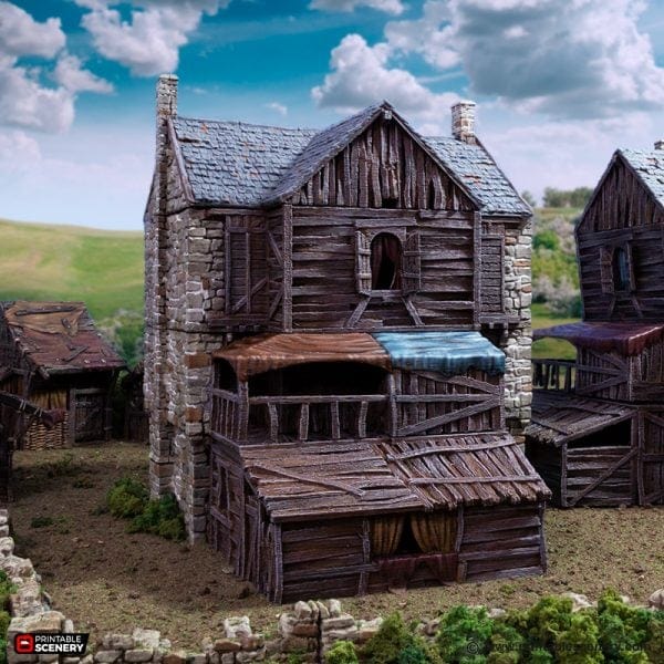 Tabletop Terrain Building Slums of Flea Bottom no2- Country & King - Fantasy Historical Building