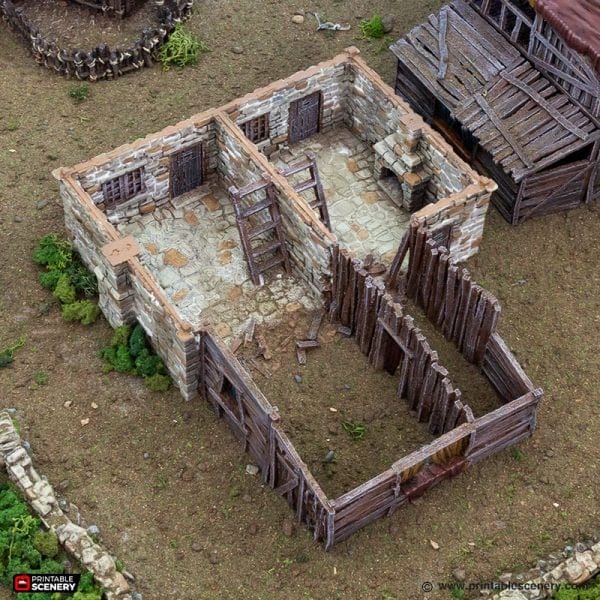 Tabletop Terrain Building Slums of Flea Bottom no2- Country & King - Fantasy Historical Building