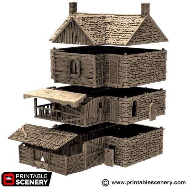 Tabletop Terrain Building Slums of Flea Bottom no2- Country & King - Fantasy Historical Building
