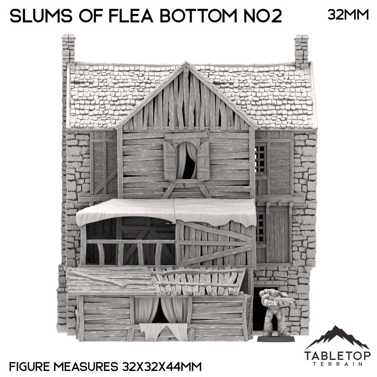 Tabletop Terrain Building Slums of Flea Bottom no2- Country & King - Fantasy Historical Building