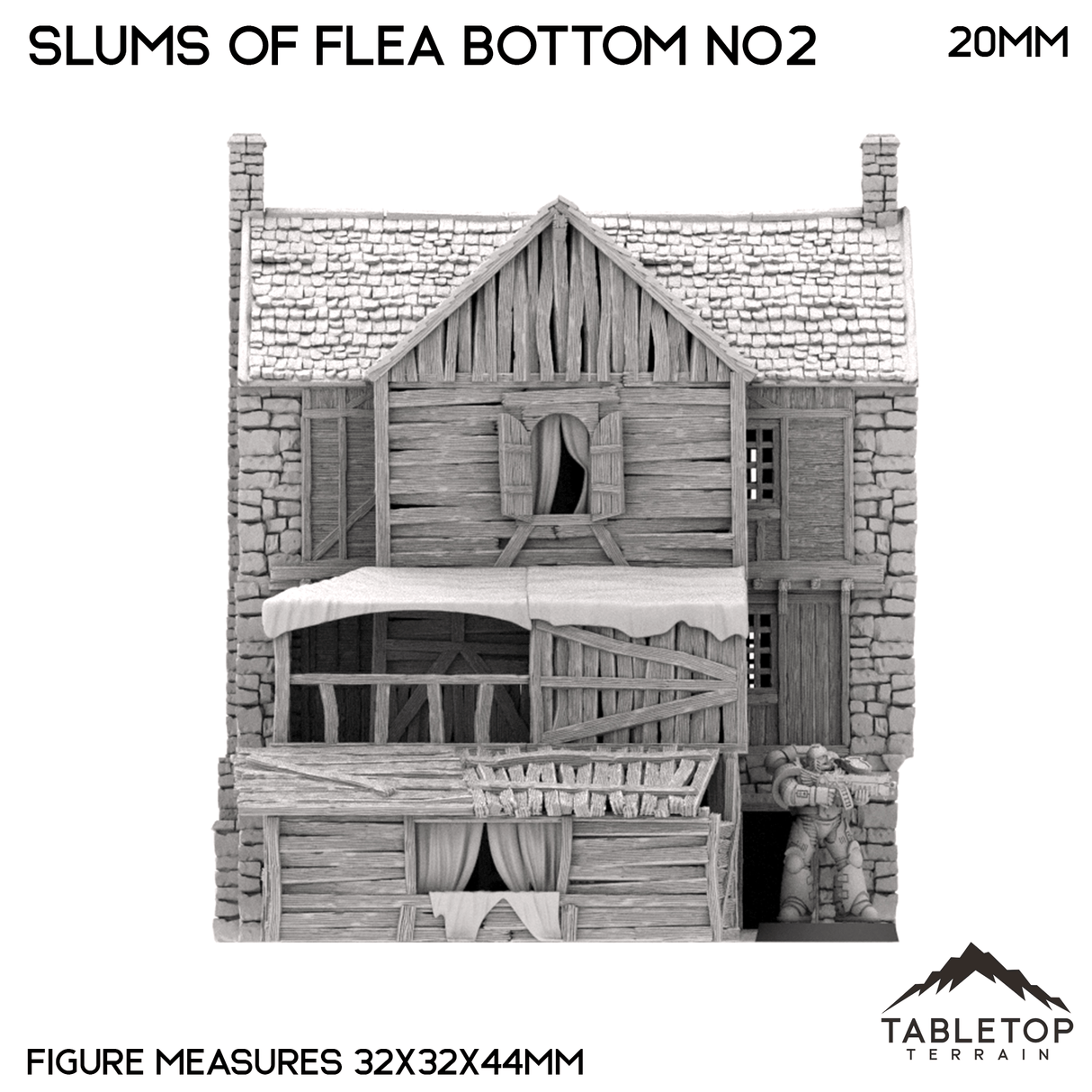 Tabletop Terrain Building Slums of Flea Bottom no2- Country & King - Fantasy Historical Building