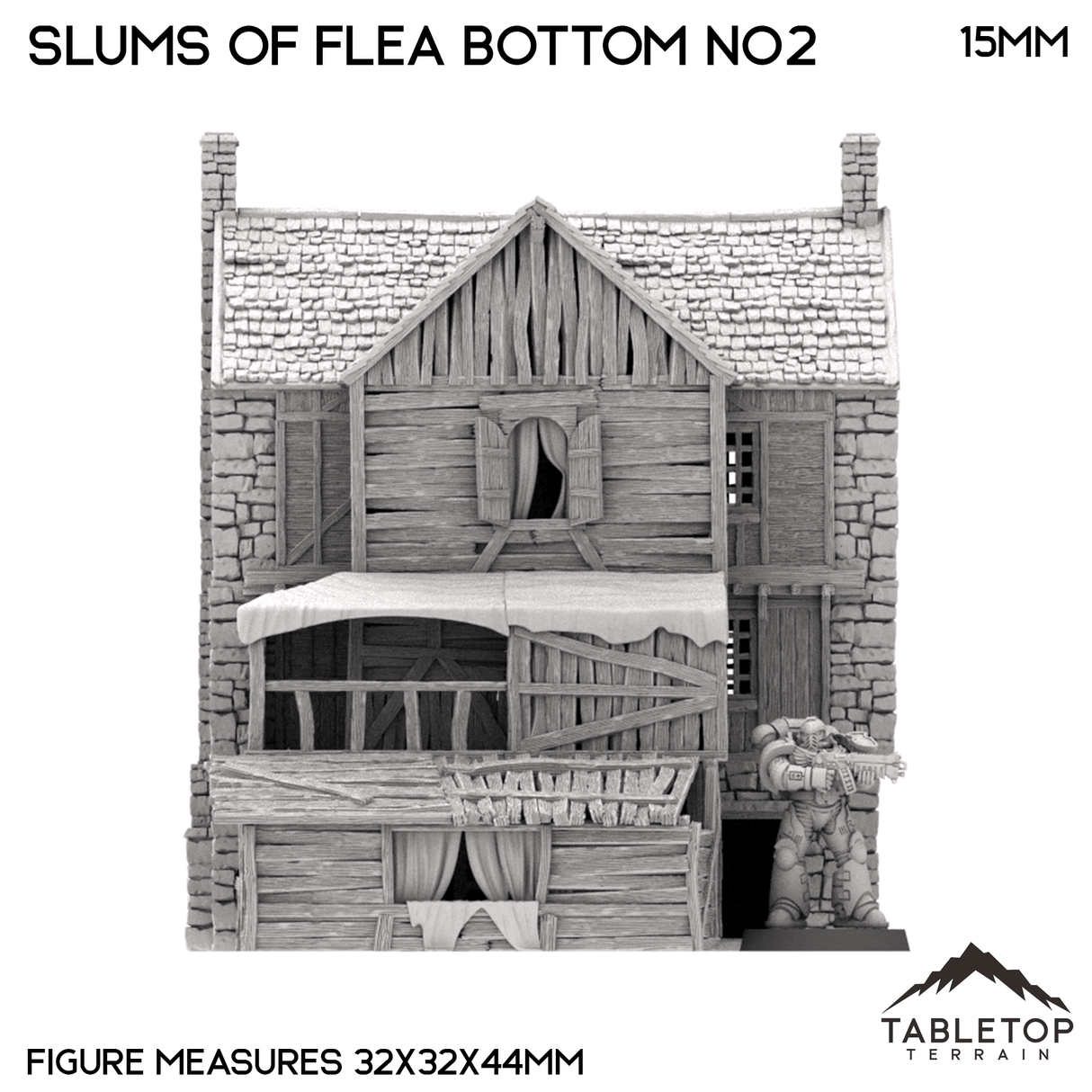 Tabletop Terrain Building Slums of Flea Bottom no2- Country & King - Fantasy Historical Building
