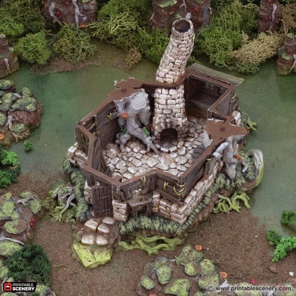 Tabletop Terrain Building Swamp Wizards Hut - The Gloaming Swamp