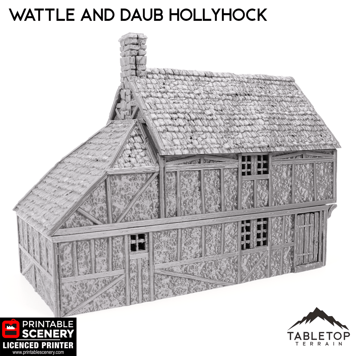 Tabletop Terrain Building Wattle and Daub Hollyhock Cottage -Country & King- Fantasy Historical Building