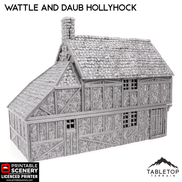 Tabletop Terrain Building Wattle and Daub Hollyhock Cottage -Country & King- Fantasy Historical Building