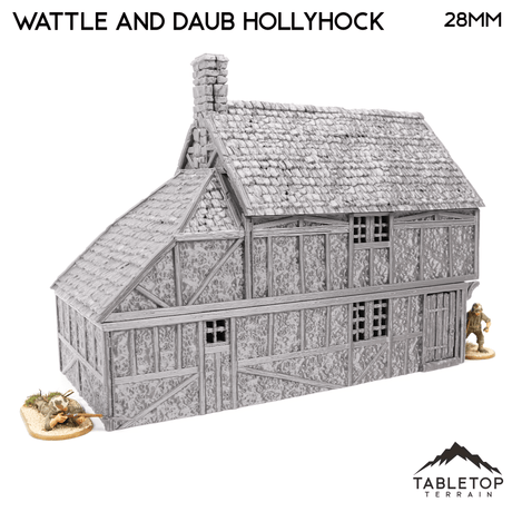 Tabletop Terrain Building Wattle and Daub Hollyhock Cottage - Country & King - Fantasy Historical Building