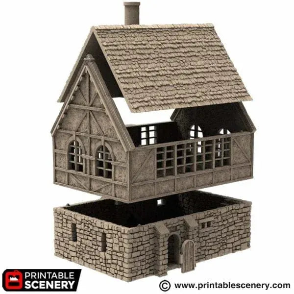 Tabletop Terrain Building Wattle and Daub Stone Manor - Country & King - Fantasy Historical Building