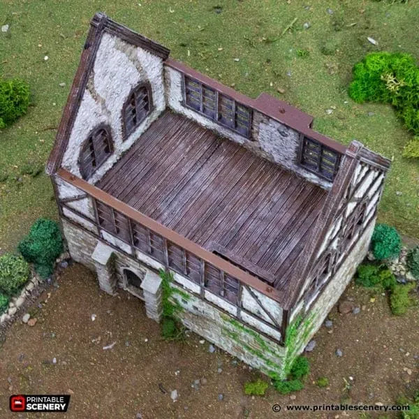 Tabletop Terrain Building Wattle and Daub Stone Manor - Country & King - Fantasy Historical Building