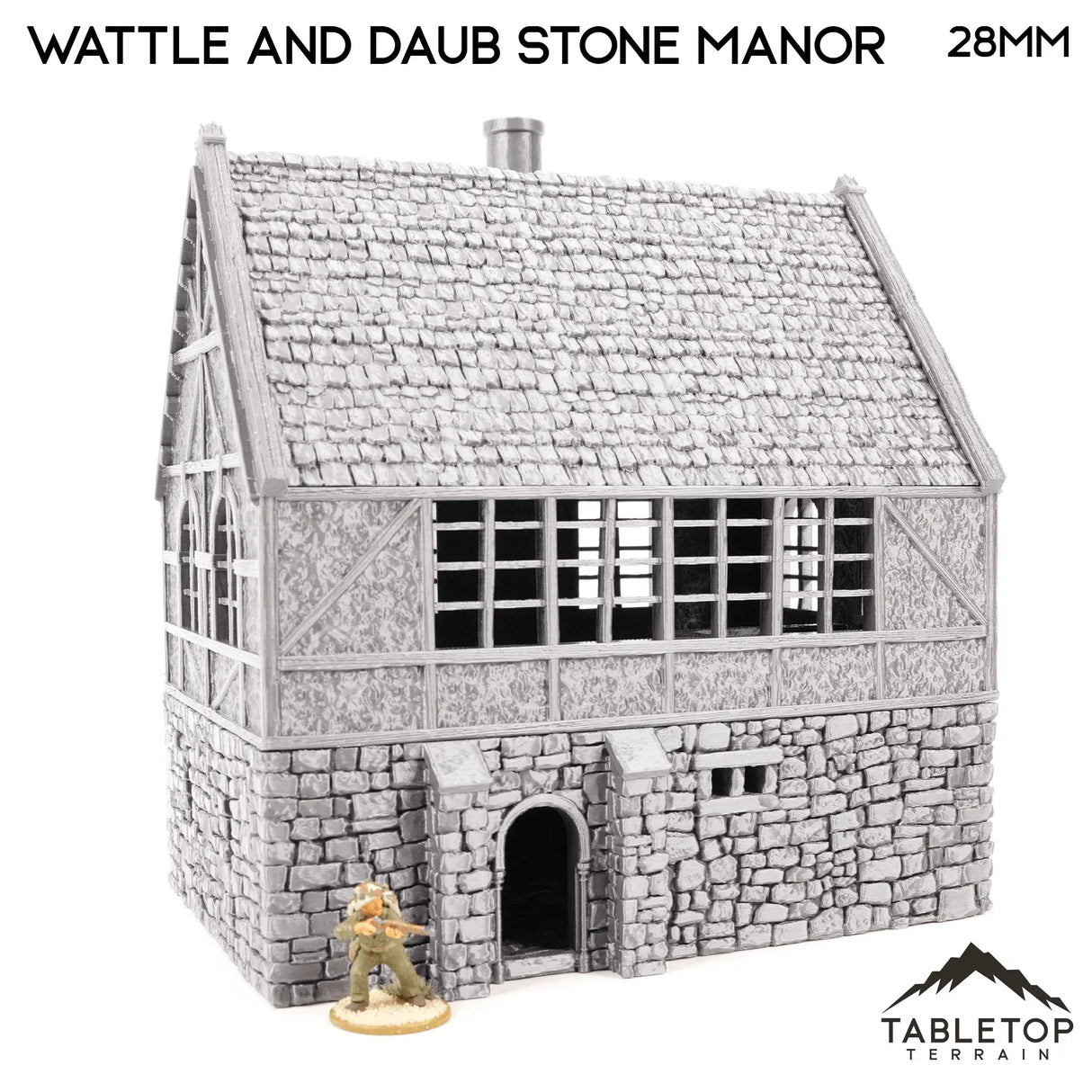 Tabletop Terrain Building Wattle and Daub Stone Manor - Country & King - Fantasy Historical Building