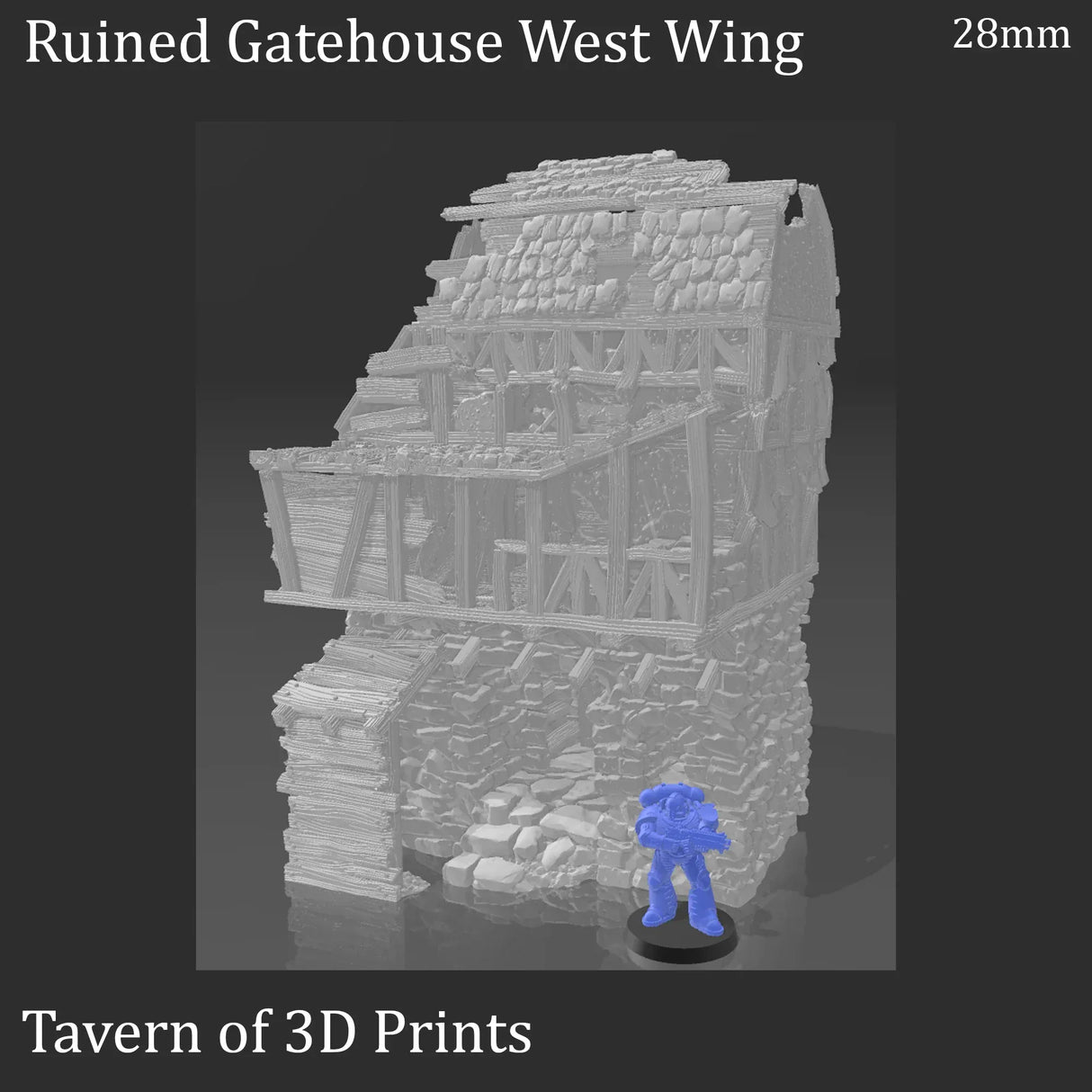 Tabletop Terrain Building West Wing 32mm Ruined Gatehouse - Fantasy Building